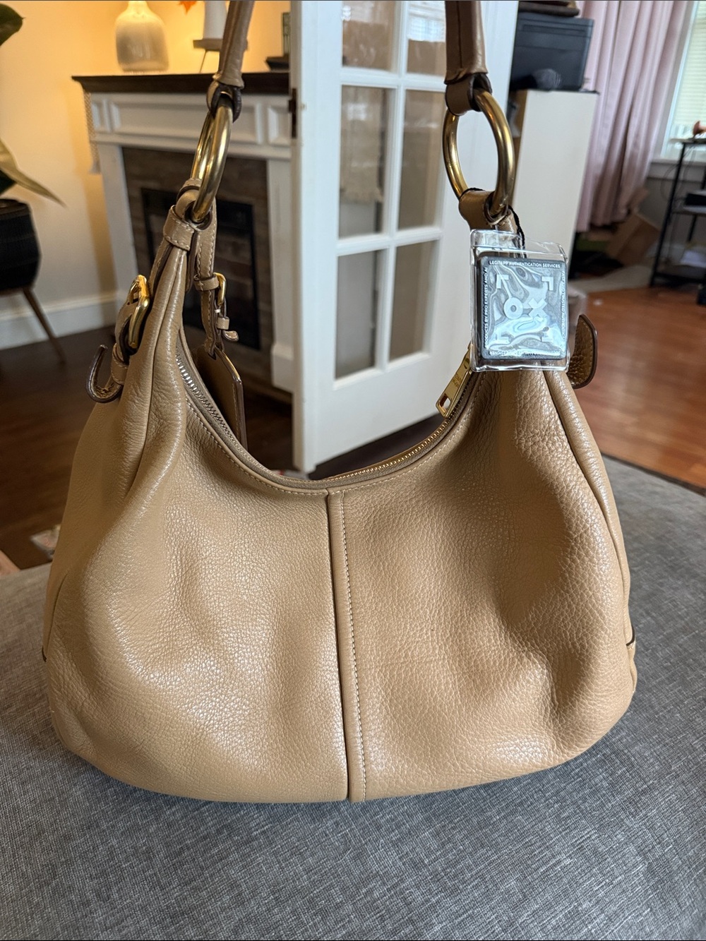 Prada Taupe Leather Shoulder Hobo with Gold Hardware - Picture 3 of 10